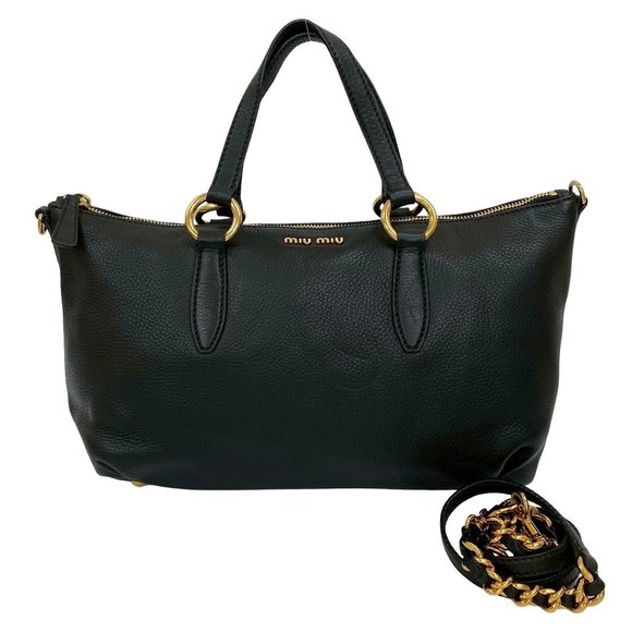 MIU MIU Black Leather Shoulder Bag - Picture 1 of 10
